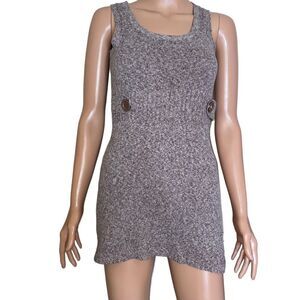 Suzy Shier tan and cream sleeveless sweater dress SZ SM knit form fitting